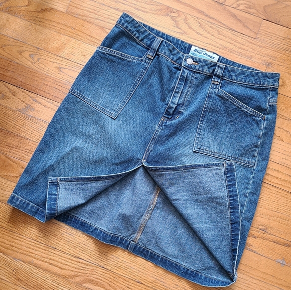 Denim Skirt Retro Style Old Navy Sz 14 100%Cotton..patch pockets & front slit - Picture 10 of 14